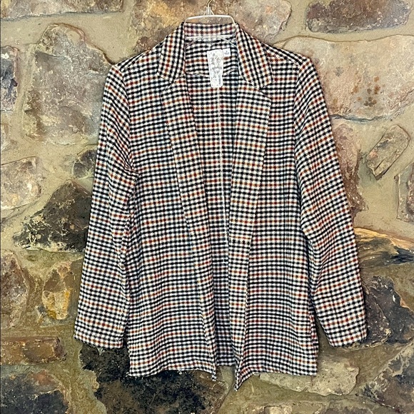 Sadie & Sage Harmless Banter Plaid Women’s Open Front Blazer Jacket - Picture 1 of 6